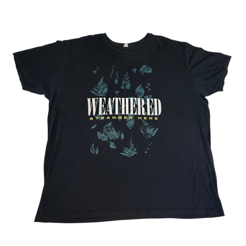 Pacific Weathered Stranger Here Graphic T-Shirt Mens 3XL Black Nature Leaves